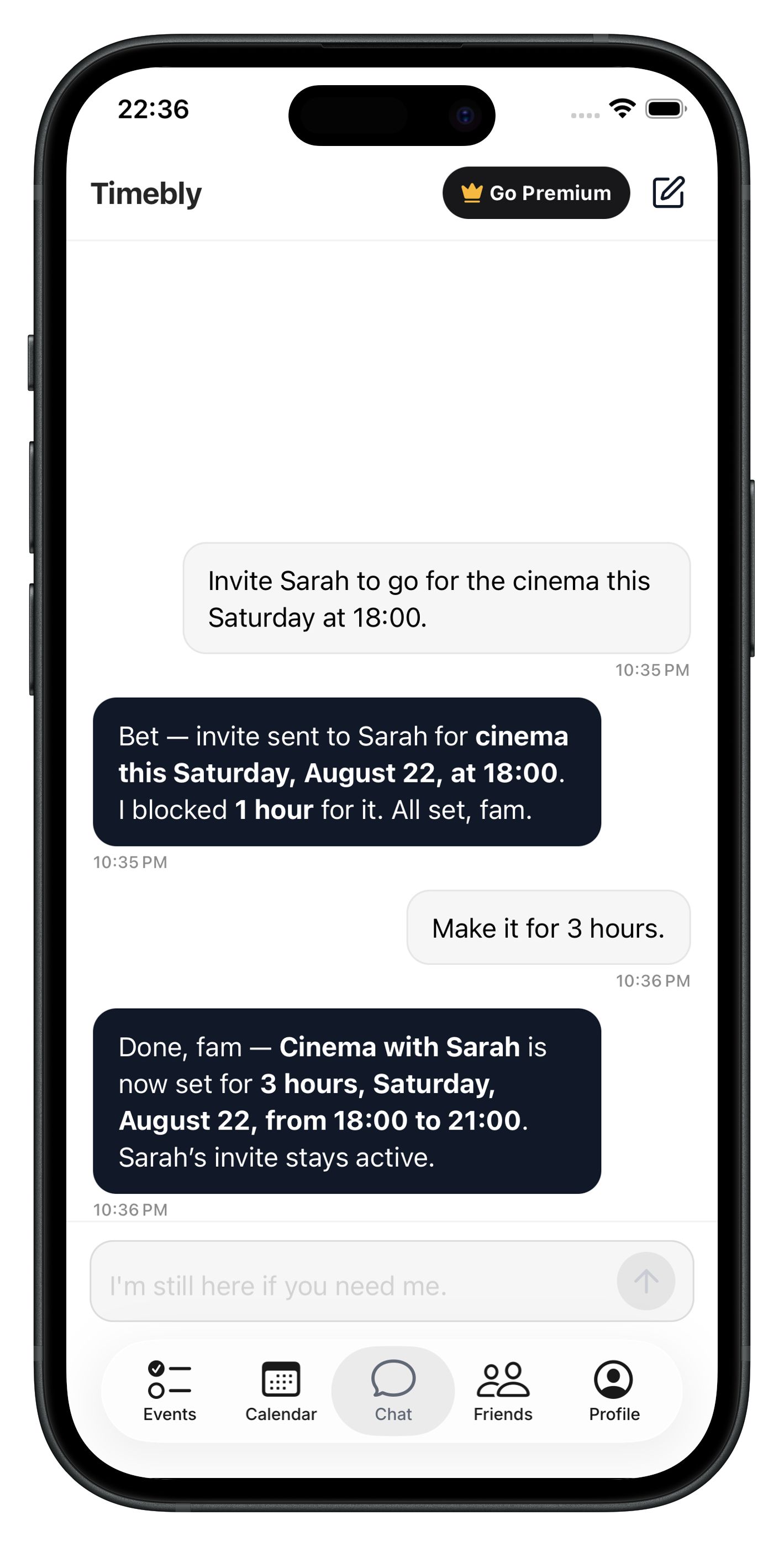 Timebly coordinates with your friends for plans